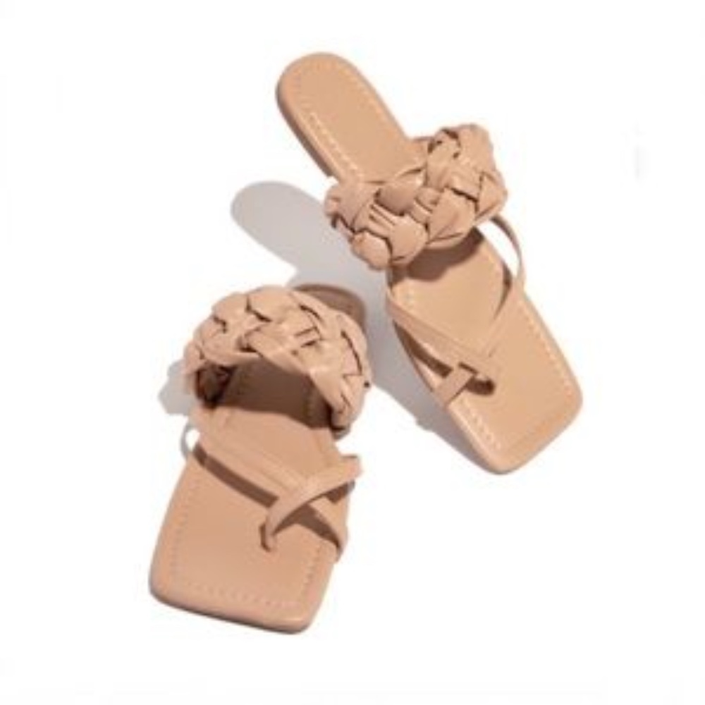 Braided Square Toe Sandals in White - Picture 6 of 6
